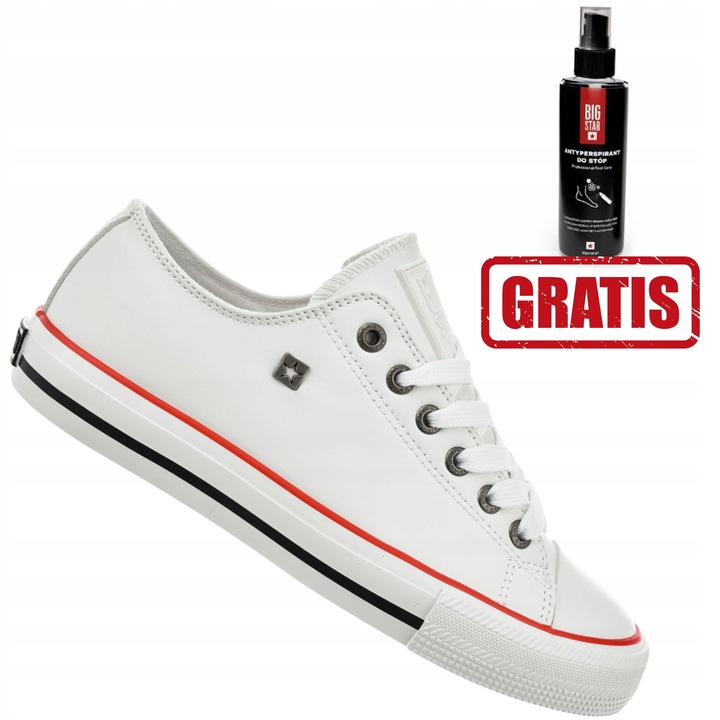 Buty Big Star OO274873 Damskie Białe Skórzane Klasyczne Sneakersy Trampki