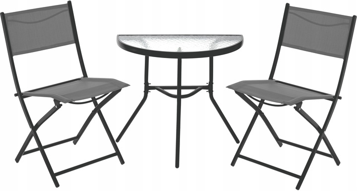 ZESTAW MEBLI BALKONOWYCH DO OGRODU 2x KRZESŁA SKŁADANE + STÓŁ