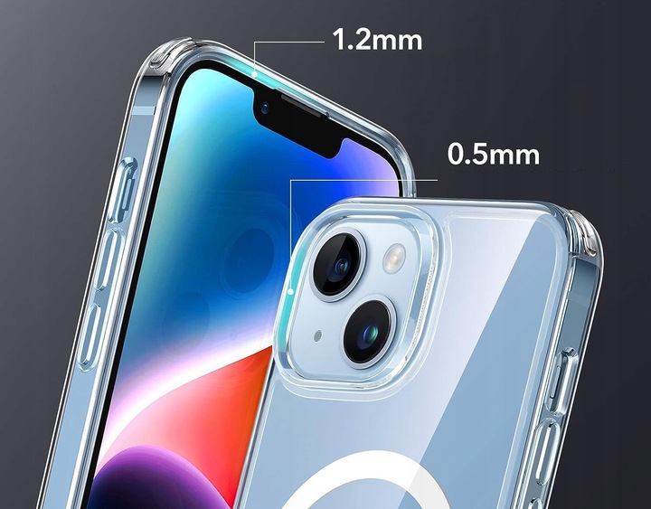 Etui Do iPhone 14 +Szkło 9H WZMACNIANE 360° do MAGSAFE CLEAR CASE