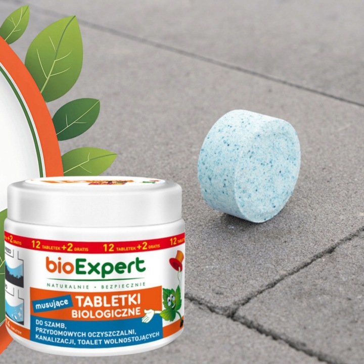 Bakterie do szamba Musujące BIO tabletki oczyszczalni Na Rok 12+2