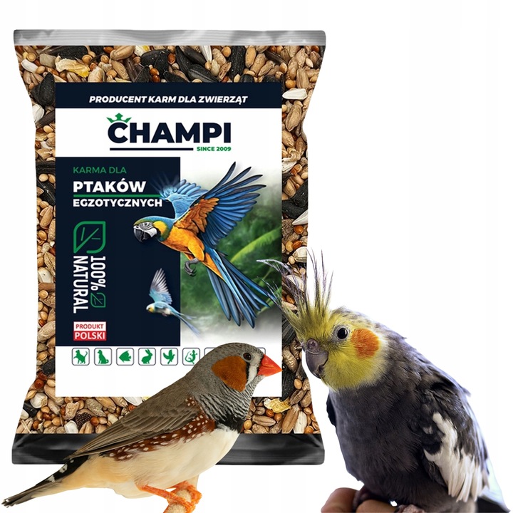 MIX DLA PAPUG FALISTYCH i ŚREDNICH Karma 20kg Nimfa Rozella STANDARD Champi