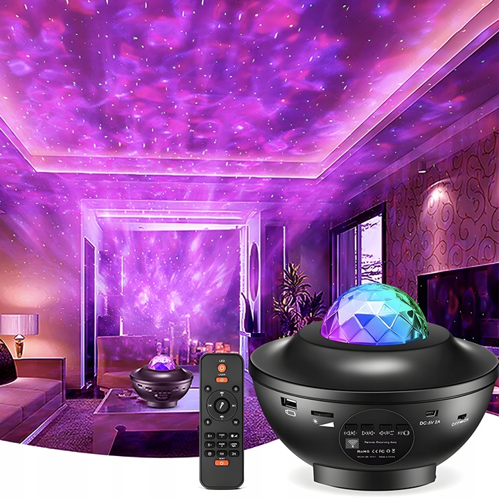 PROJEKTOR GWIAZD RZUTNIK NIEBA LAMPKA NOCNA LED GŁOŚNIK BLUETOOTH + PILOT