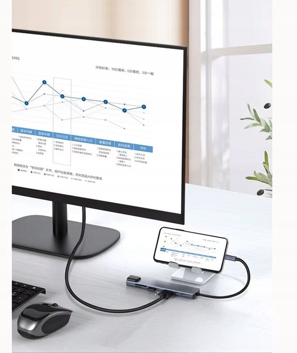 HUB ADAPTER PRZEJŚCIÓWKA USB-C 8w1 2xUSB HDMI SD RJ45