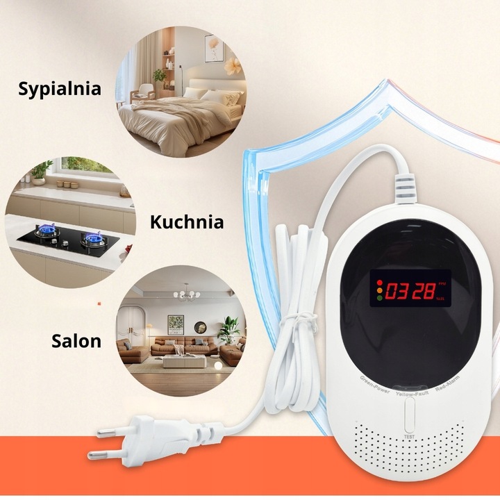 Czujnik Detektor Tlenku Węgla Czadu Gazu CERTYFIKOWANY LCD z WIFI