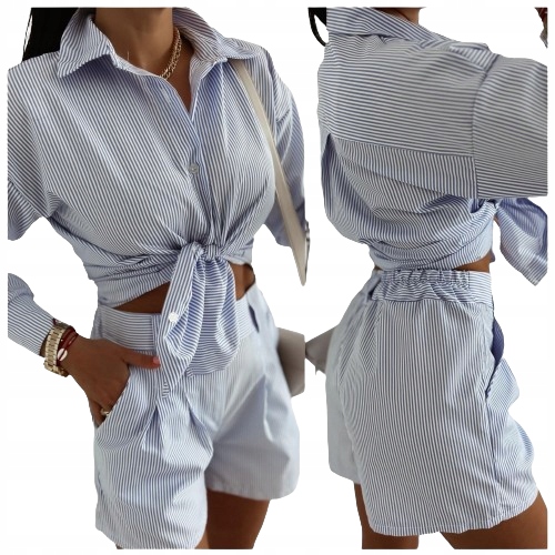 KOMPLET DAMSKI KOSZULA SPODNIE SPODENKI BAWEŁNA