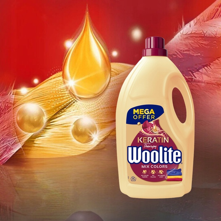 WOOLITE Płyn Do Prania Kolorów Ochrona Intensywność Keratin Therapy 4,5 l