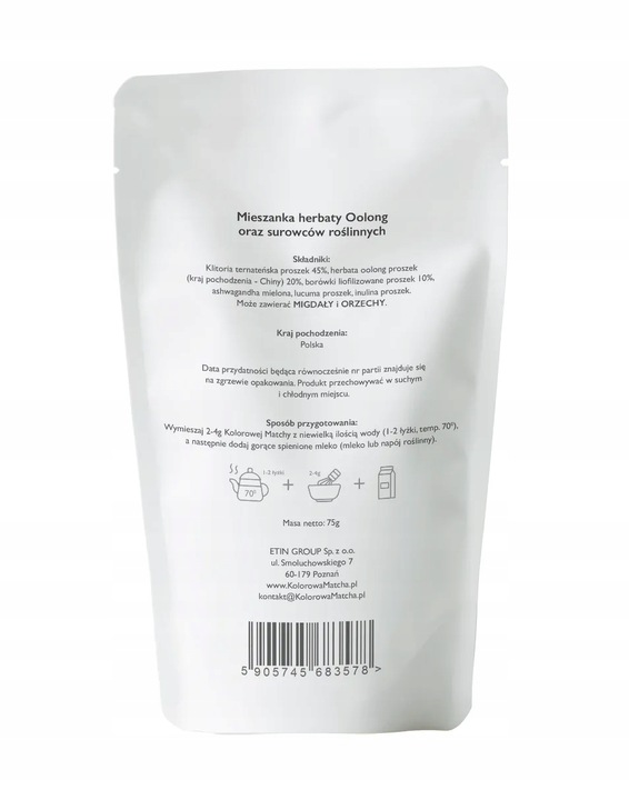 HERBATA MATCHA JAPOŃSKA W PROSZKU NIEBIESKA BLUE RELAX KOLOROWA MATCHA 75G