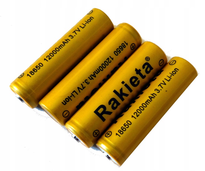 4x Akumulator 18650 12000 mAh 3,7V LI-ION bateria rakieta wypukły plus