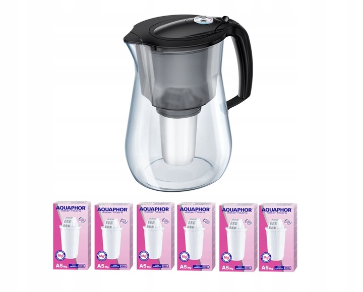 Dzbanek filtrujący Aquaphor Provance 4,2 l z 6 wkładami A5 Mg - czarny