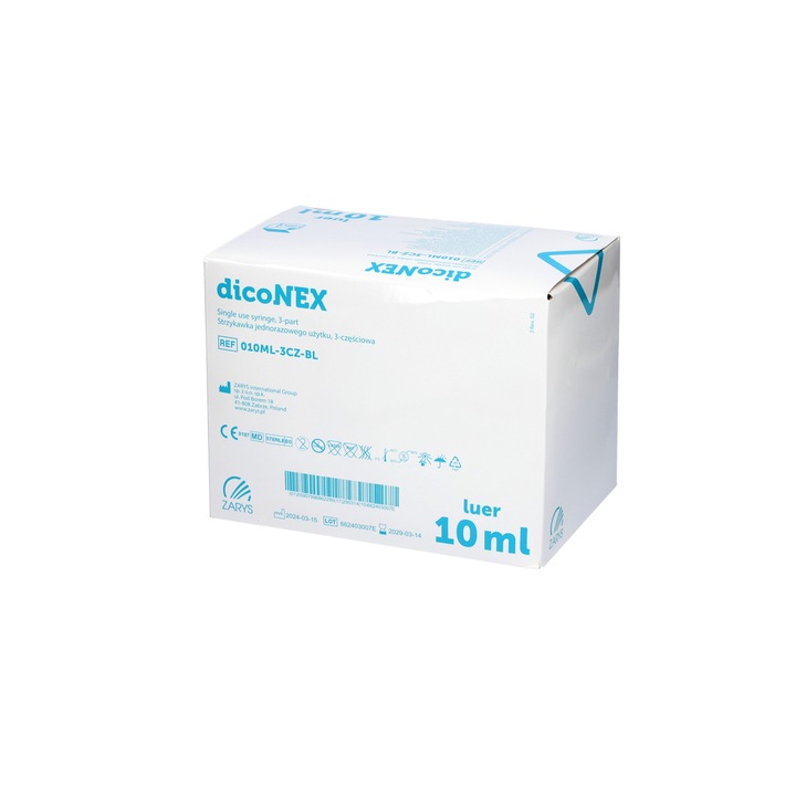 STRZYKAWKI 10ML 3częściowe 100szt. strzykawka iniekcyjna LUER DicoNEX Zarys