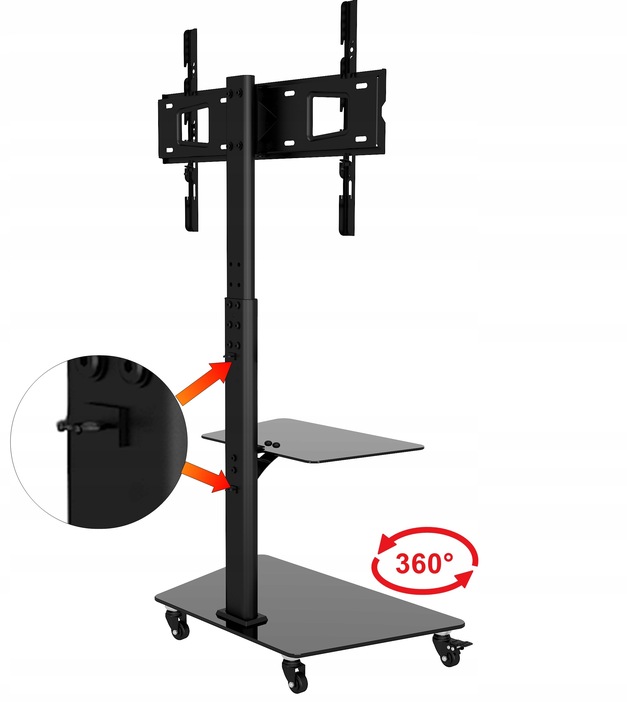 Stojak podlogowy TV na kółkach mobilny 32 40 43 48 50 55 58 65 cali