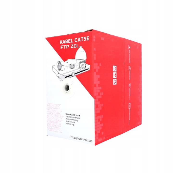 Kabel sieciowy ziemny LAN skrętka komputerowa KAT 5 ekranowana 305m żel