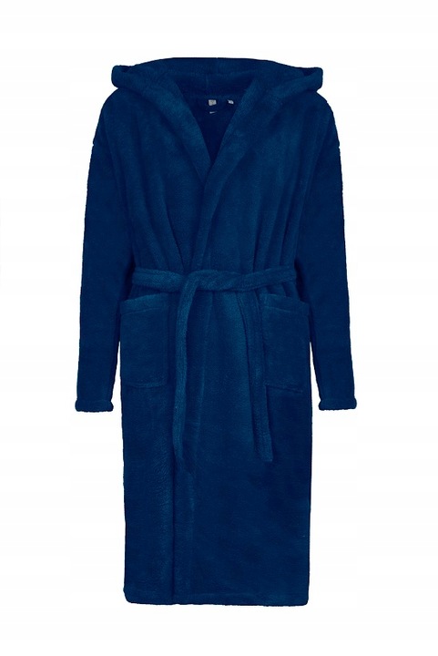 Granatowy szlafrok męski z kapturem ciepły miękki S / M