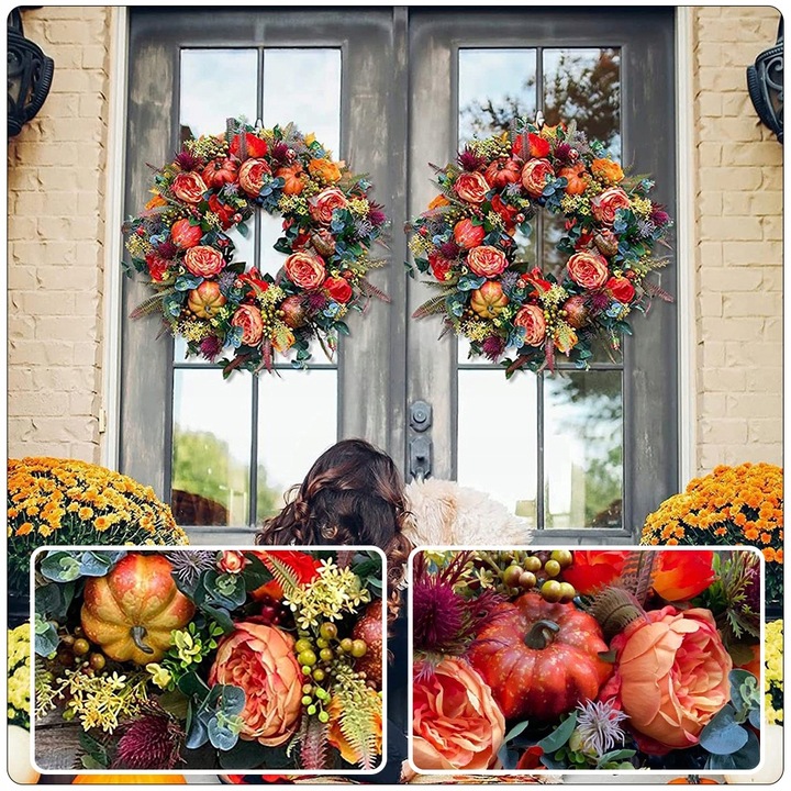 Wieniec na Święto Dziękczynienia Jesienny wieniec na drzwi Trwały