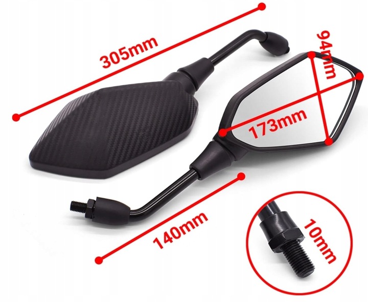 LUSTERKA M10 HOMOLOGACJA CARBON