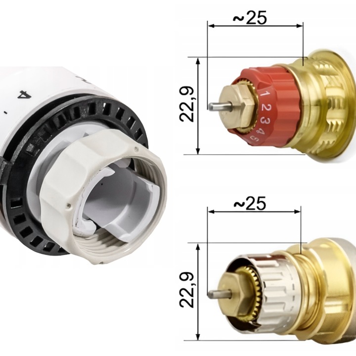 GŁOWICA TERMOSTATYCZNA TERMOSTAT GRZEJNIKA POKRĘTŁO REGULATOR TEMPERATURY