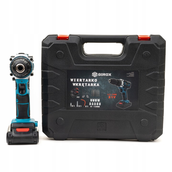 WIERTARKO-WKRĘTARKA AKUMULATOROWA 21V NIEBIESKA 2 AKUMULATORY 2.0Ah