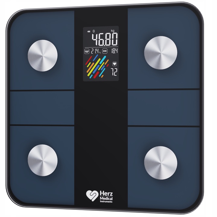 WAGA ŁAZIENKOWA ANALITYCZNA ELEKTRONICZNA BMI TŁUSZCZ TĘTNO APLIKACJA