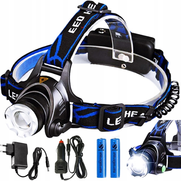 LATARKA CZOŁOWA CZOŁÓWKA LAMPKA 1 LED FUKCJA ZOOM Z ŁADOWARKAMI REGULOWANA