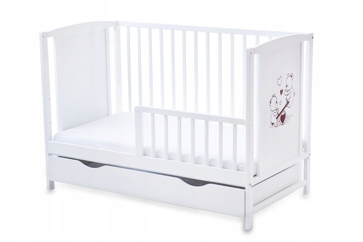 Łóżeczko z szufladą BAJKA + BARIERKA - TAPCZANIK