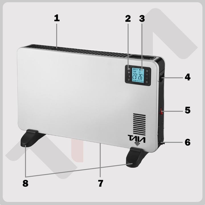 GRZEJNIK ELEKTRYCZNY KONWEKTOROWY TERMOSTAT FARELKA MOC 2000W WIFI 4