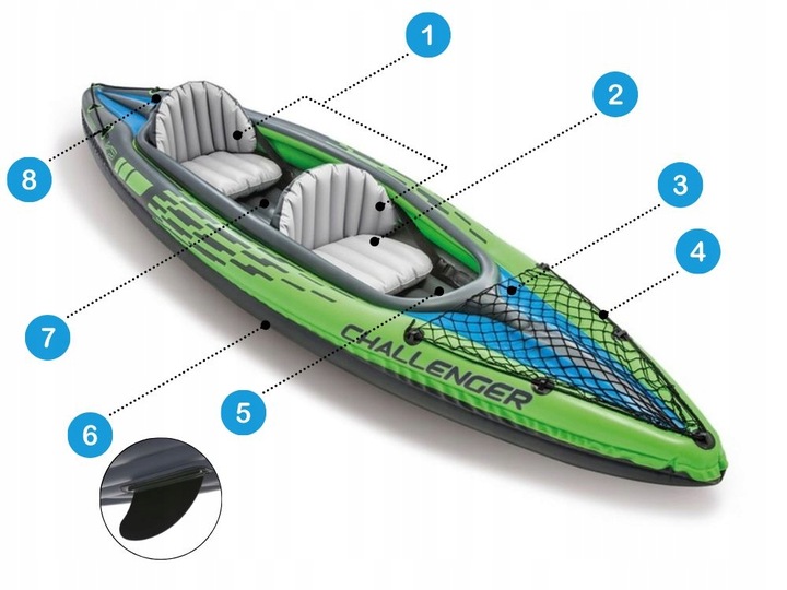 Kajak 2os. Challenger K2 Intex 68306 Pompka Wiosła Dwuosobowy MODEL 2024