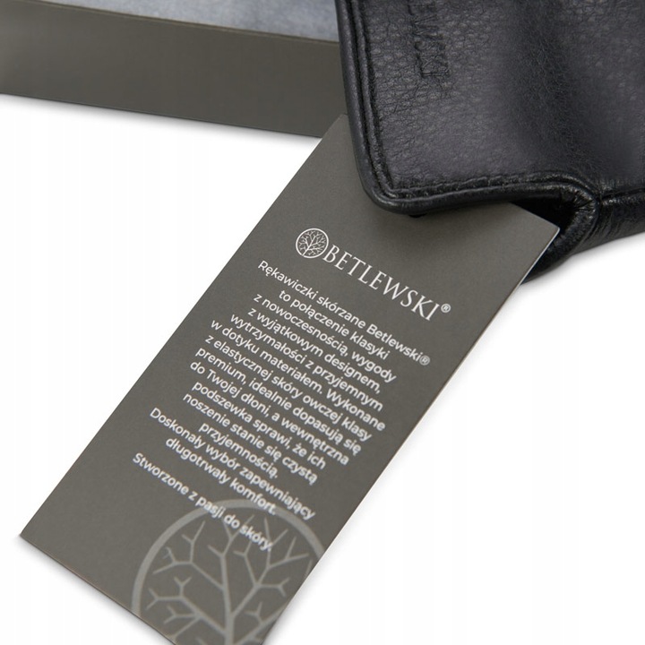 BETLEWSKI Rękawiczki skórzane damskie zimowe XL gładkie połyskujące