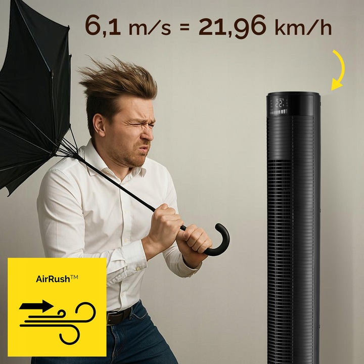 Wentylator kolumnowy stojący Cichy Yoer +10m zasięg 4 tryby Jonizacja