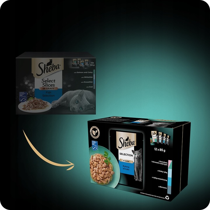 SASZETKI SHEBA SELECTION RYBNE SMAKI 12X85G MOKRA KARMA W SOSIE