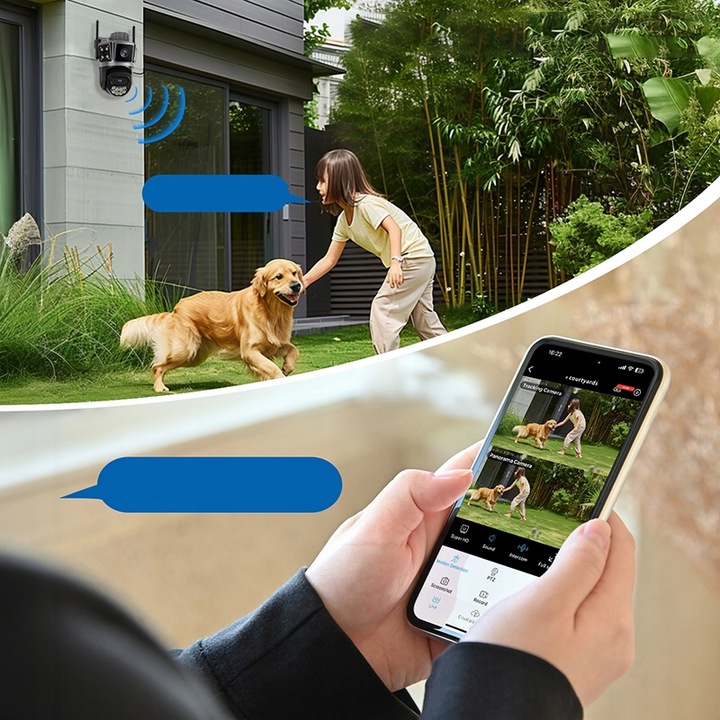 PODWÓJNA KAMERA 2X5MP 5GHz ZOOM ZEWNĘTRZNA OBROTOWA IP WIFI ALARM DETEKCJA