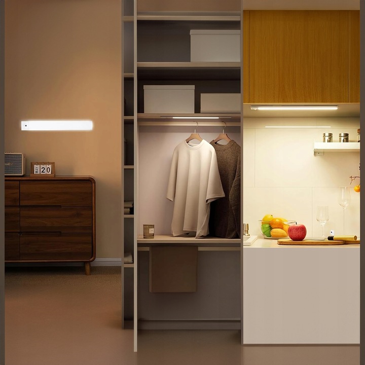 LAMPA LISTWA PODSZAFKOWA LED MEBLOWA NOCNA CZUJNIK NA RUCH RĘKĄ MAGNES