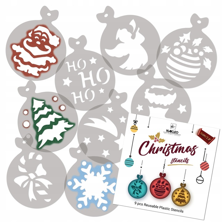 Szablony do Dekoracji KAWY i CIASTEK 9 cm Wielorazowe Zestaw 9 szt ŚWIĘTA