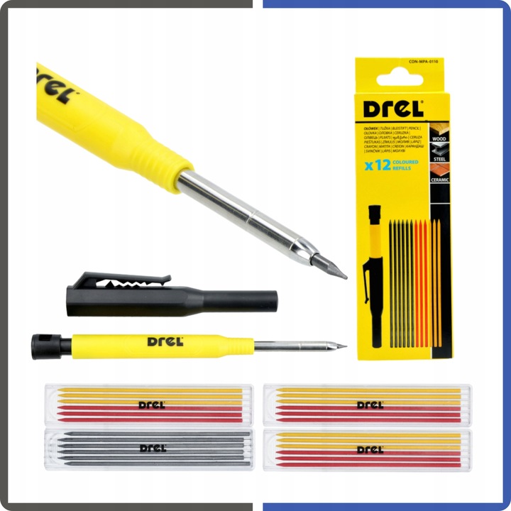 Ołówek Stolarski Budowlany Automatyczny Z Temperówką 24 Szt Wkładów