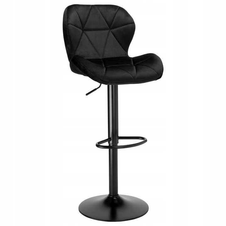 KRZESŁO BAROWE OBROTOWE REGULOWANE PIKOWANE HOKER WELUROWY CZARNY