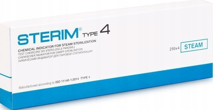 TEST STERIM PASKI DO STERYLIZACJI, KONTROLA AUTOKLAWU 4 x 250 szt