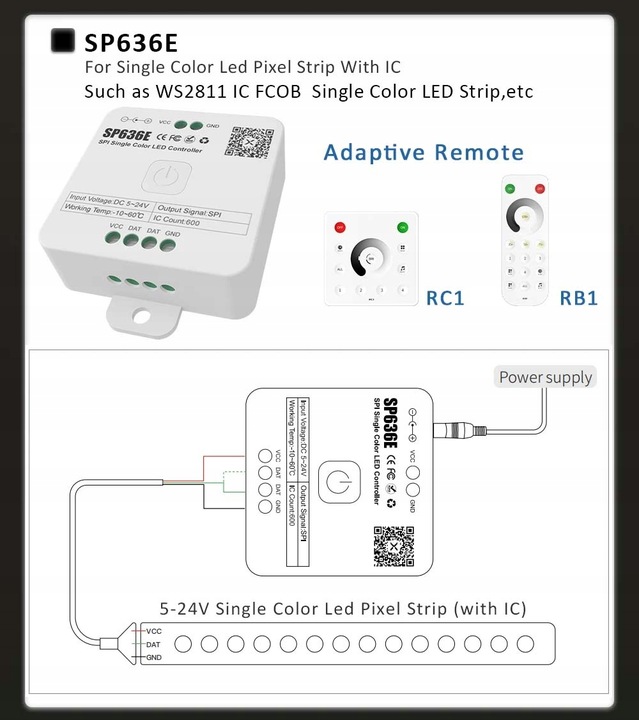 Kontroler Magic do taśm led MONO cyfrowy płynący sterownik WS2811
