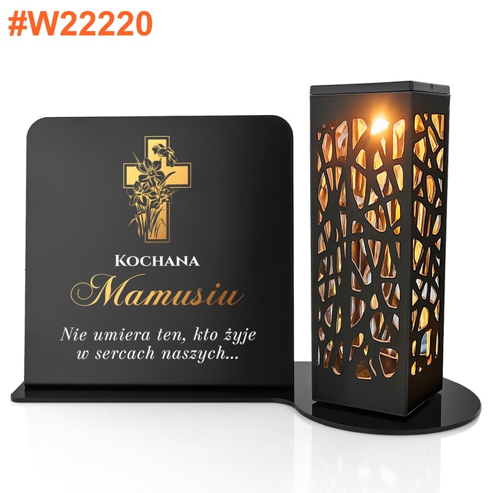 Znicz Solarny Led z Personalizacją na Grób Mamy Taty Babci Dziadka