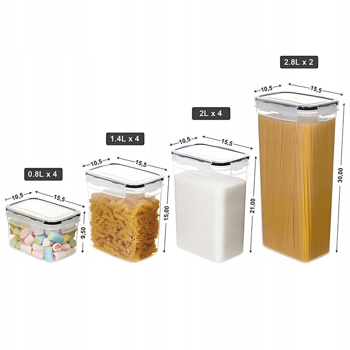 POJEMNIK SŁOIK PLASTIKOWY NA MAKARON KASZE PUDEŁKA NA ŻYWNOŚĆ 14szt