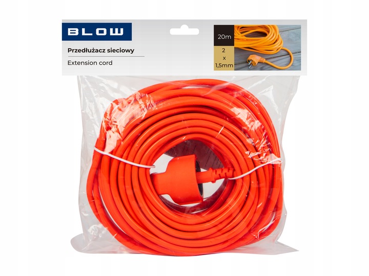 PRZEDŁUŻACZ OGRODOWY DO KOSIARKI BUDOWLANY POJEDYŃCZY GRUBY SZNUR