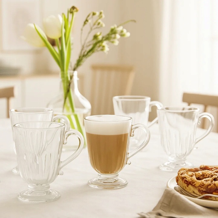 SZKLANKI DO KAWY LATTE ZESTAW 6 SZT SZKLANKA 320 ML KOMPLET Z ŁYŻECZKAMI