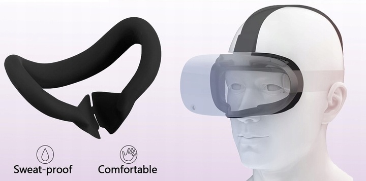 SILIKONOWA OCHRONA NA TWARZ DO META QUEST 3 CZARNA GOGLE VR NAKŁADKA OSŁONA