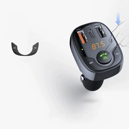 Transmiter SZYBKA Ładowarka ROCK B301 Bluetooth 5.0 FM USB + USB-C QC 4.0