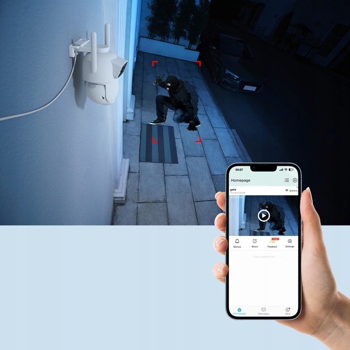 PODWÓJNA KAMERA 2W1 ZEWNĘTRZNA OBROTOWA IP WIFI 2x 5MPX QUAD HD MONITORING