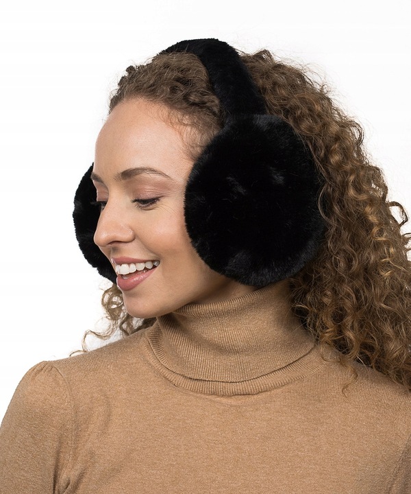 Czarne Nauszniki na uszy Zimowe Klasyczne Słuchawki na zimę Ciepłe