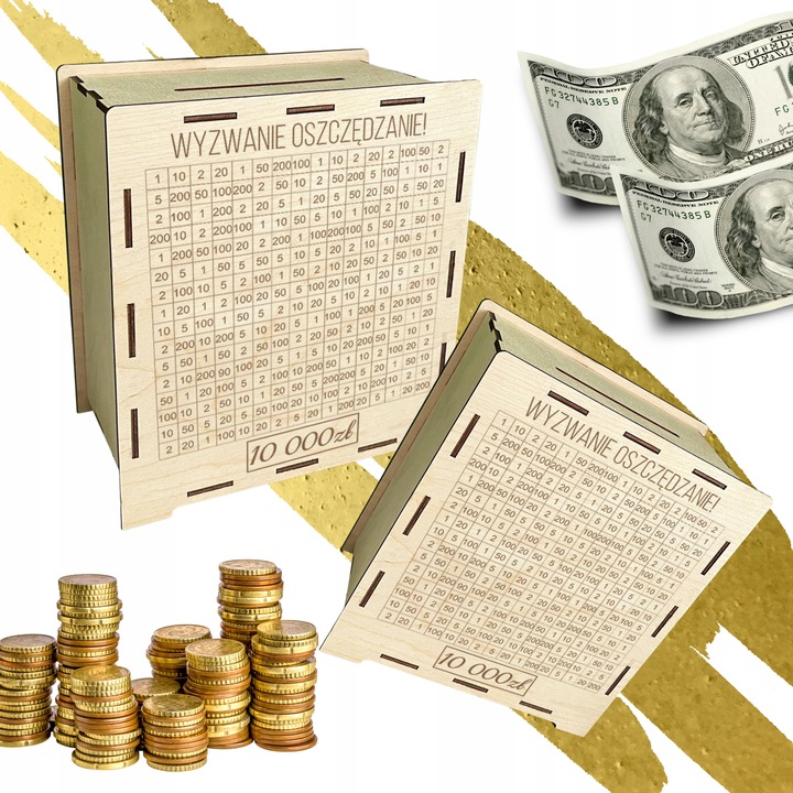 Skarbonka wykreślana wyzwanie tracker oszczędzanie prezent grawer