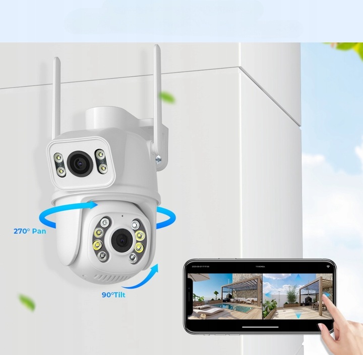 PODWÓJNA KAMERA WIFI IP SMART 8MP ALARM DETEKCJA iCSee