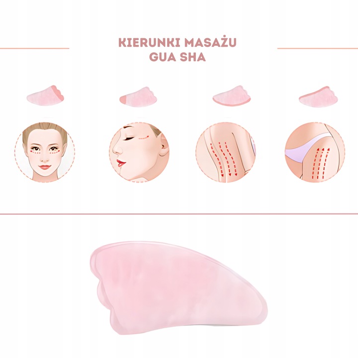 ROLLER WAŁEK KWARCOWY DO TWARZY + KAMIEŃ GUA SHA DO MASAŻU TWARZY I CIAŁA