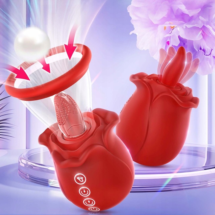 Wibratory różane z 7 stymulatorami łechtaczki do ssania i lizania sutków