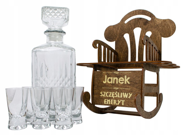 FOTEL BUJANY KARAFKA KIELISZKI PREZENT NA URODZINY DLA EMERYTA