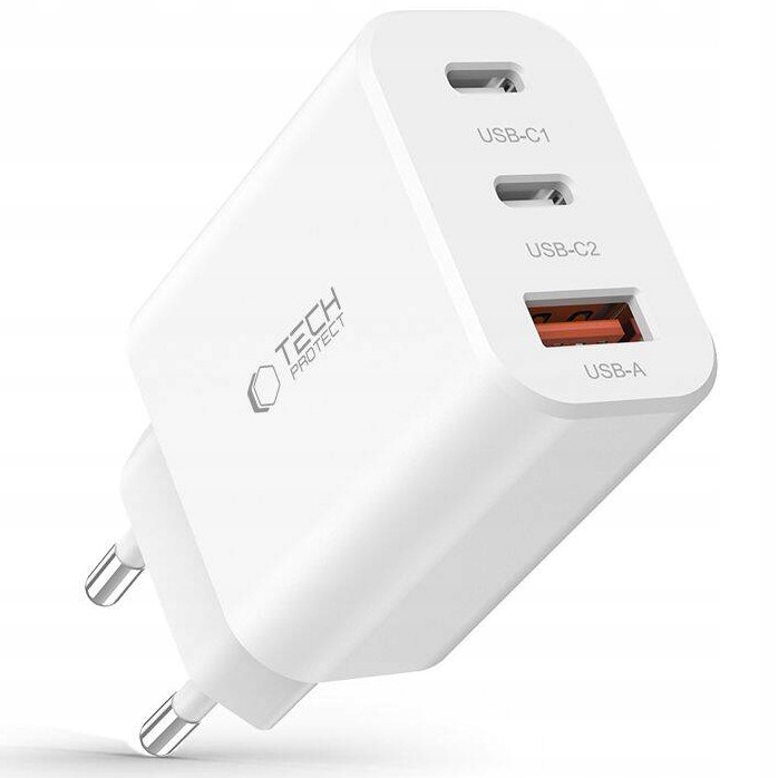 Uniwersalna ładowarka sieciowa Tech-Protect NC30W USB +2xUSB-C PD 30W QC3.0